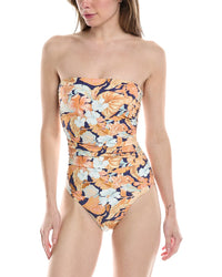 Monte & Lou Ruched Bandeau One-Piece Blue