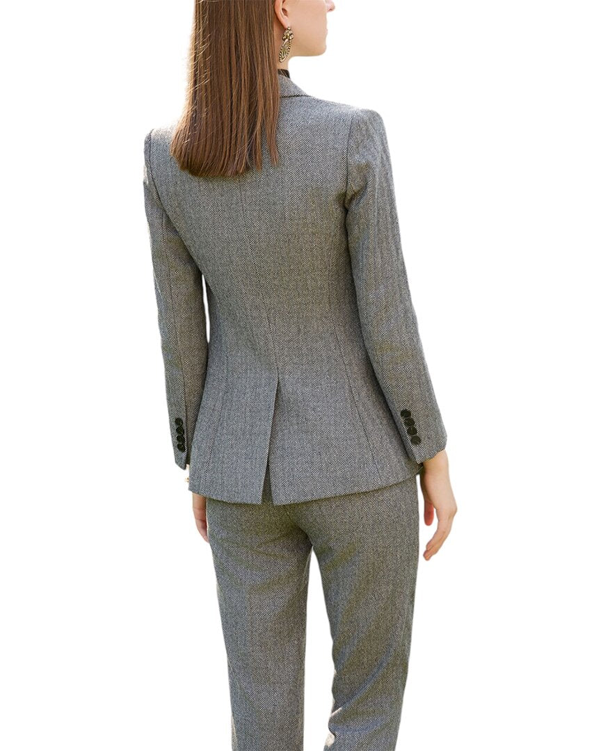Anette 2Pc Wool-Blend Blazer & Pant Set