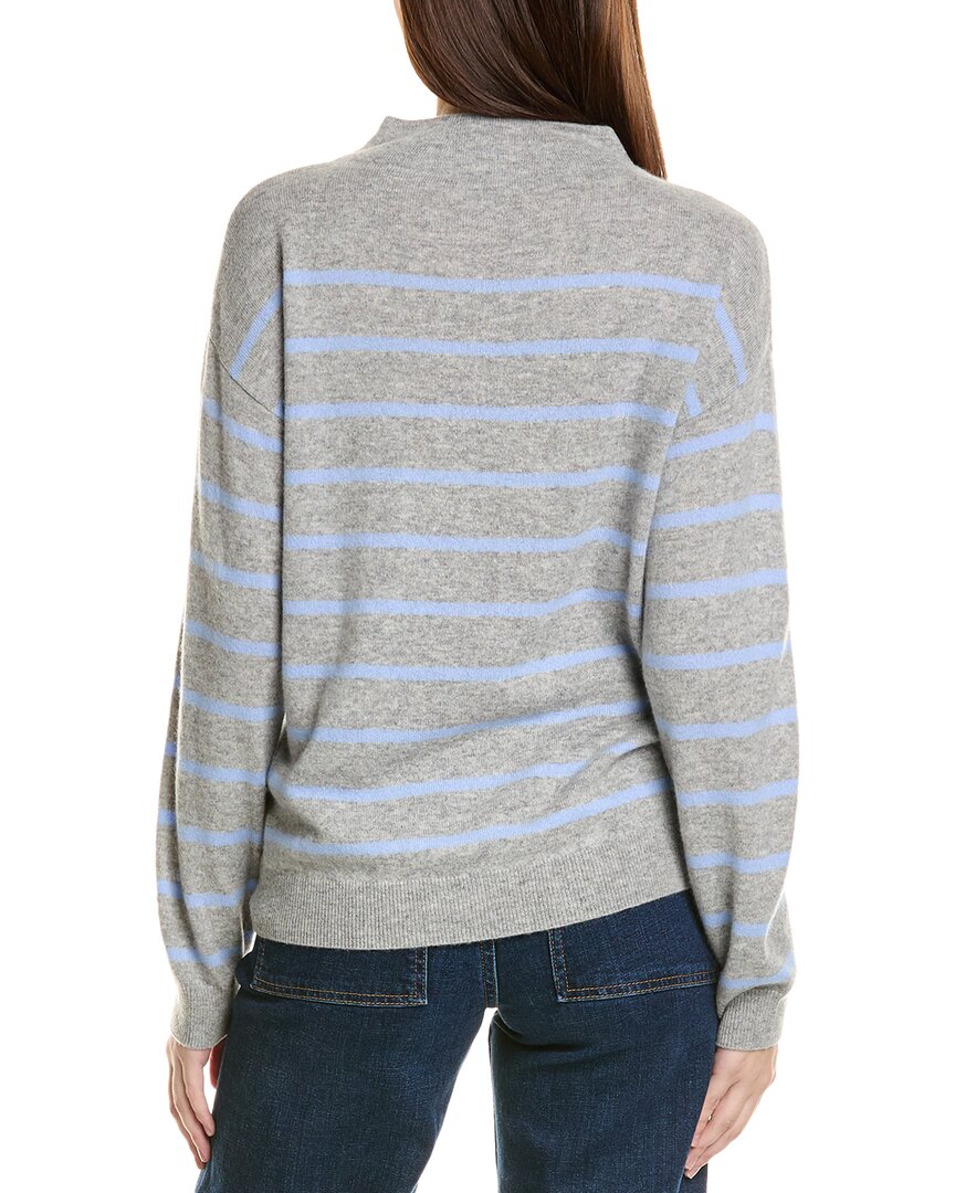 Amicale Cashmere Jersey Striped Funnel Neck Cashmere Sweater