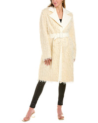 Helmut Lang Wool-Blend Fringe Coat White