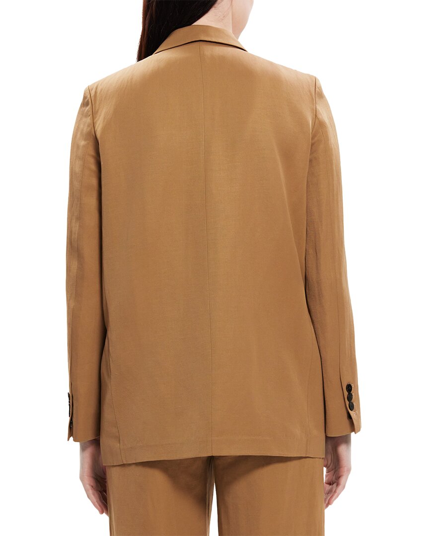Theory Double-Breasted Linen-Blend Blazer