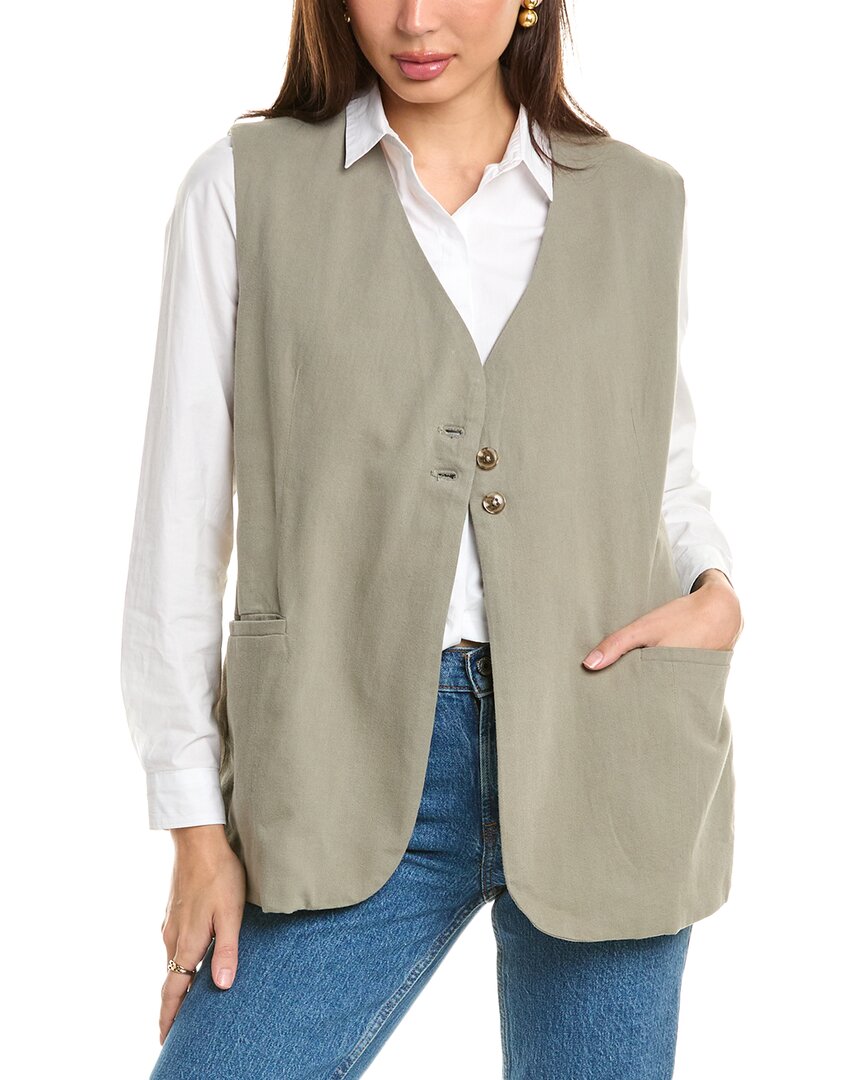 Dl1961 Zia Linen-Blend Vest Green Regular 0 (XS)