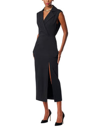 Carolina Herrera Wool-Blend Trench Dress 10 Black