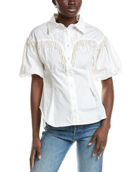Gracia Pearl Fringe Shirt White