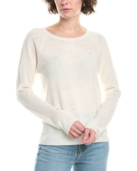 Incashmere Pearl Stud & Rhinestone Wool & Cashmere-Blend Sweater