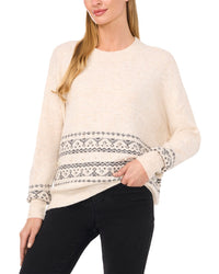 Cece Fairisle Pearl Stripe Pullover Sweater