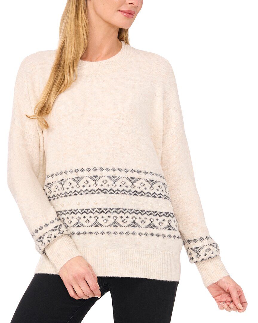 Cece Fairisle Pearl Stripe Pullover Sweater