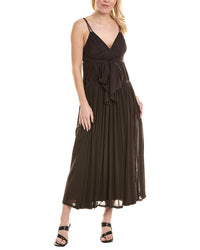 Rebecca Taylor Ruched Maxi Dress Brown Multi