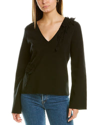 Rebecca Taylor Slim V-Neck Pullover Black