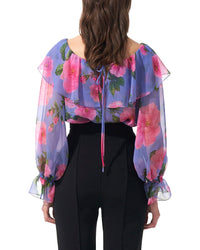 Carolina Herrera Boat Neck Ruffle Silk Top