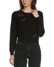 Carolina Herrera Cherry Applique Wool & Cashmere-Blend Cardigan
