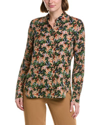 Vince Slim Fit Silk-Blend Blouser Regular 0 (XS) Black