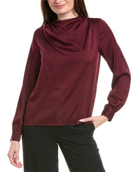 Elie Tahari High Neck Cowl Silk-Blend Top