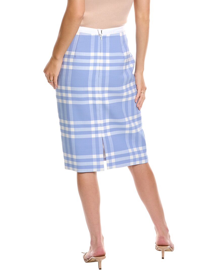 Oscar De La Renta Large Check Wool-Blend Pencil Skirt