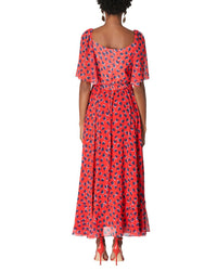 Carolina Herrera Flutter Sleeve Wrap Midi Dress