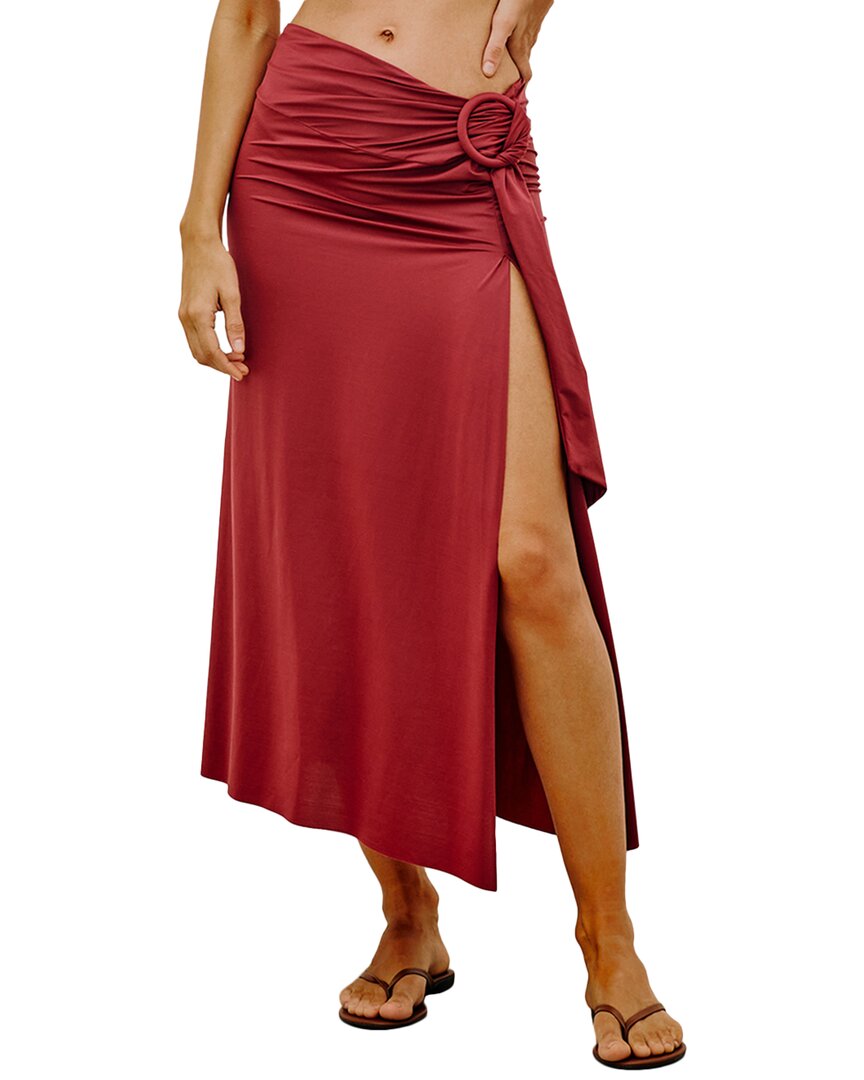 Vix Solid Alana Midi Skirt Cranberry