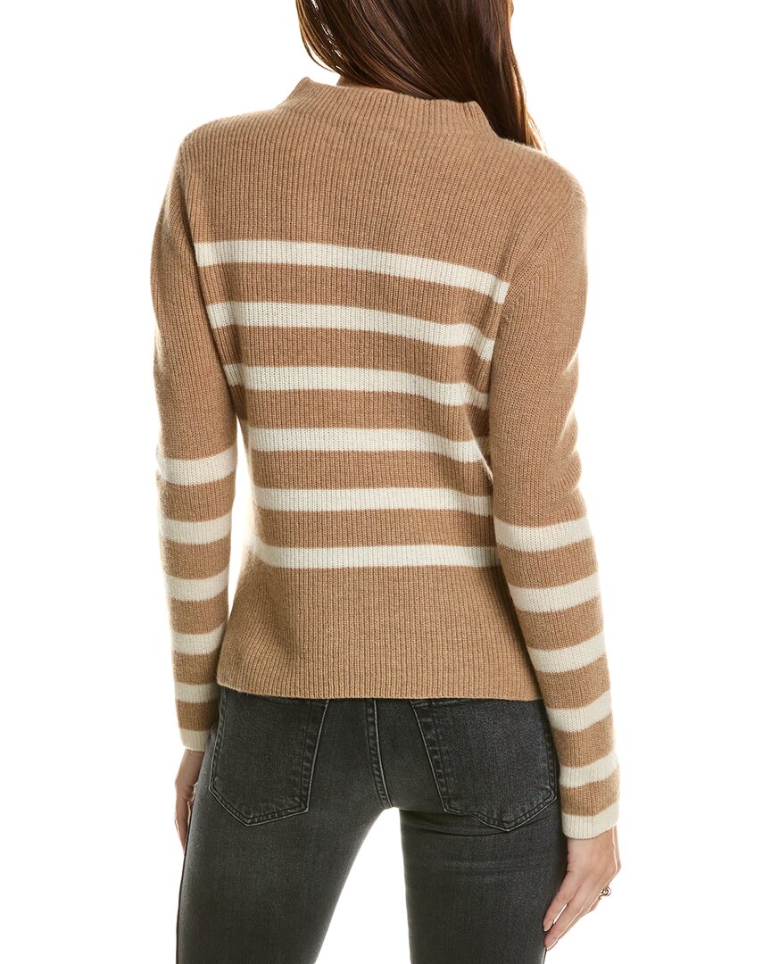 Forte Cashmere Stripe Funnel Neck Cashmere Sweater