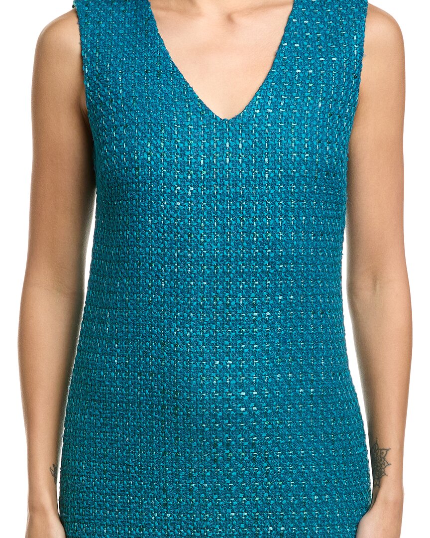 St. John Boucle Window Pane Wool-Blend Sheath Dress