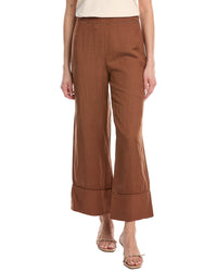 Simkhai Colley Cropped Straight Leg Linen-Blend Pant Brown Multi