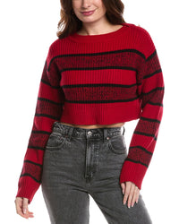 Re/Done Crop Boatneck Wool Pullover Red