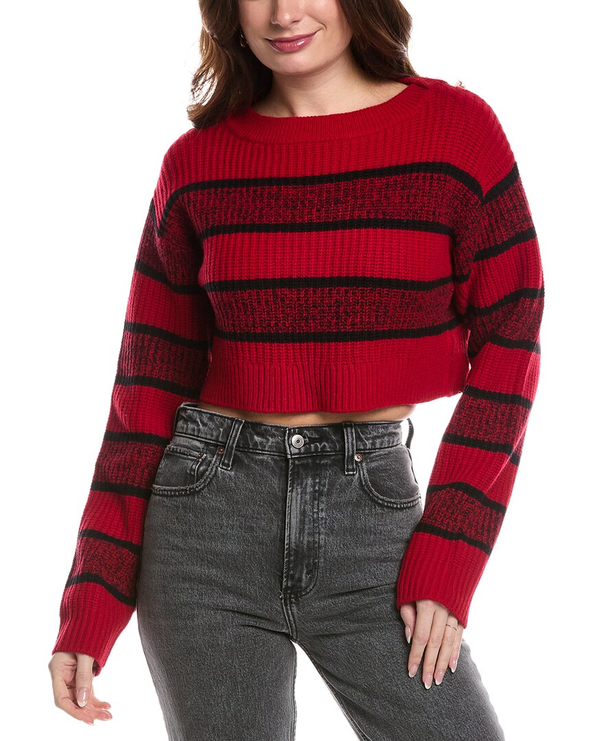 Re/Done Crop Boatneck Wool Pullover Red