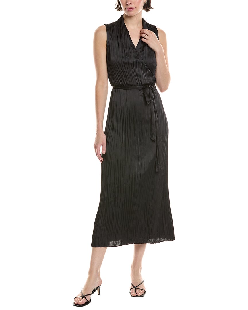 Vince Crushed Wrap Dress Black