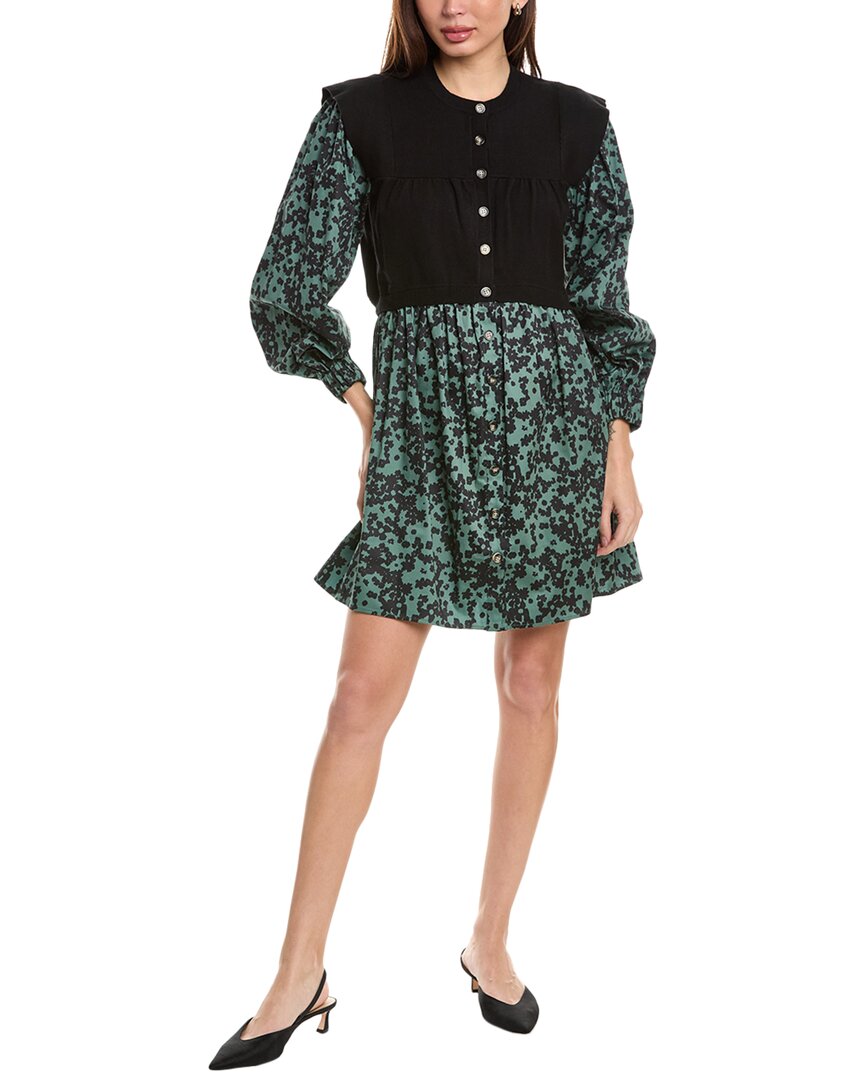 Crosby By Mollie Burch Hendrix Mixed Media Mini Dress Green