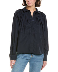 To My Lovers Pleated Neck Blouse Blue