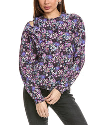 Isabel Marant E'toile Amba Babydoll Silk Blouse Blue