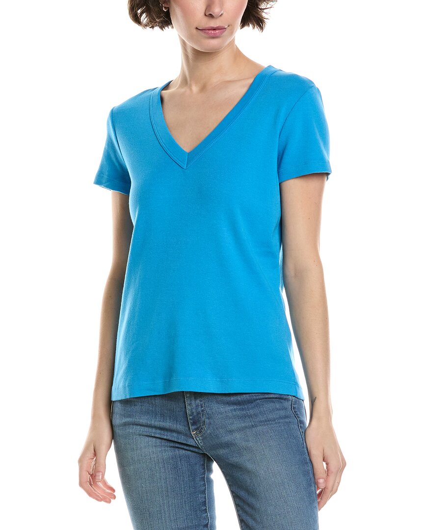 Michael Stars Nikki V-Neck T-Shirt One Size Fits All Blue