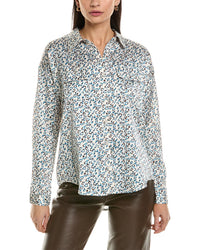Fate Animal Print Satin Button-Down Shirt