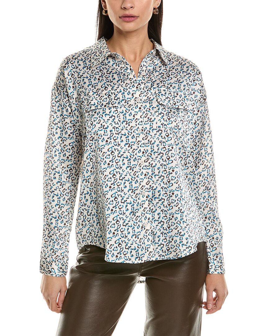 Fate Animal Print Satin Button-Down Shirt