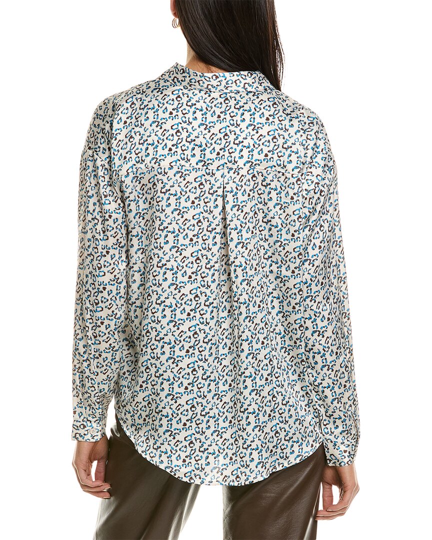 Fate Animal Print Satin Button-Down Shirt