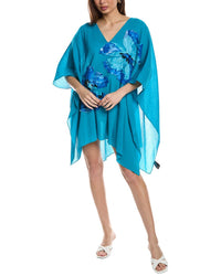 Natori Womens Gauze Caftan With Applique, O/S, Blue
