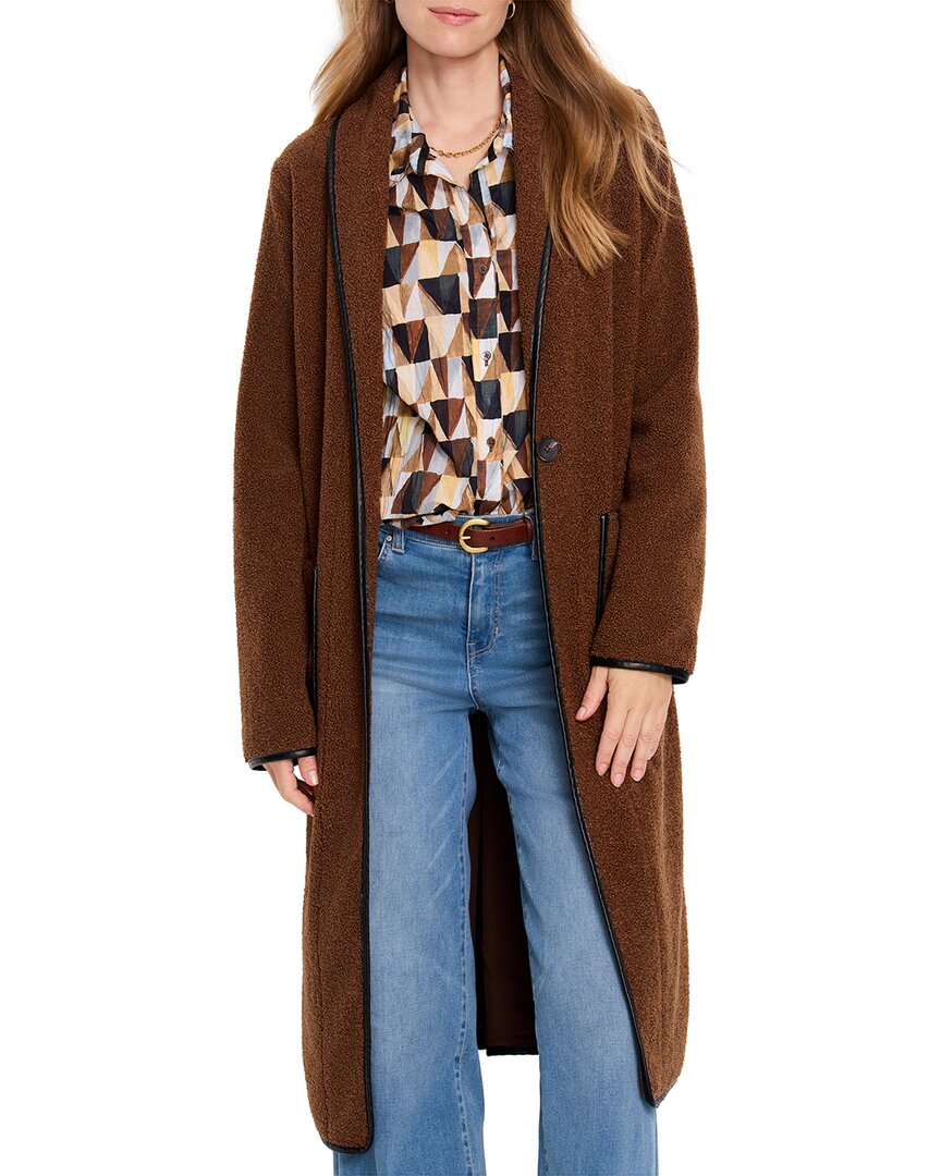 Nic+Zoe Trimmed Teddy Coat Regular 8 (M) Brown