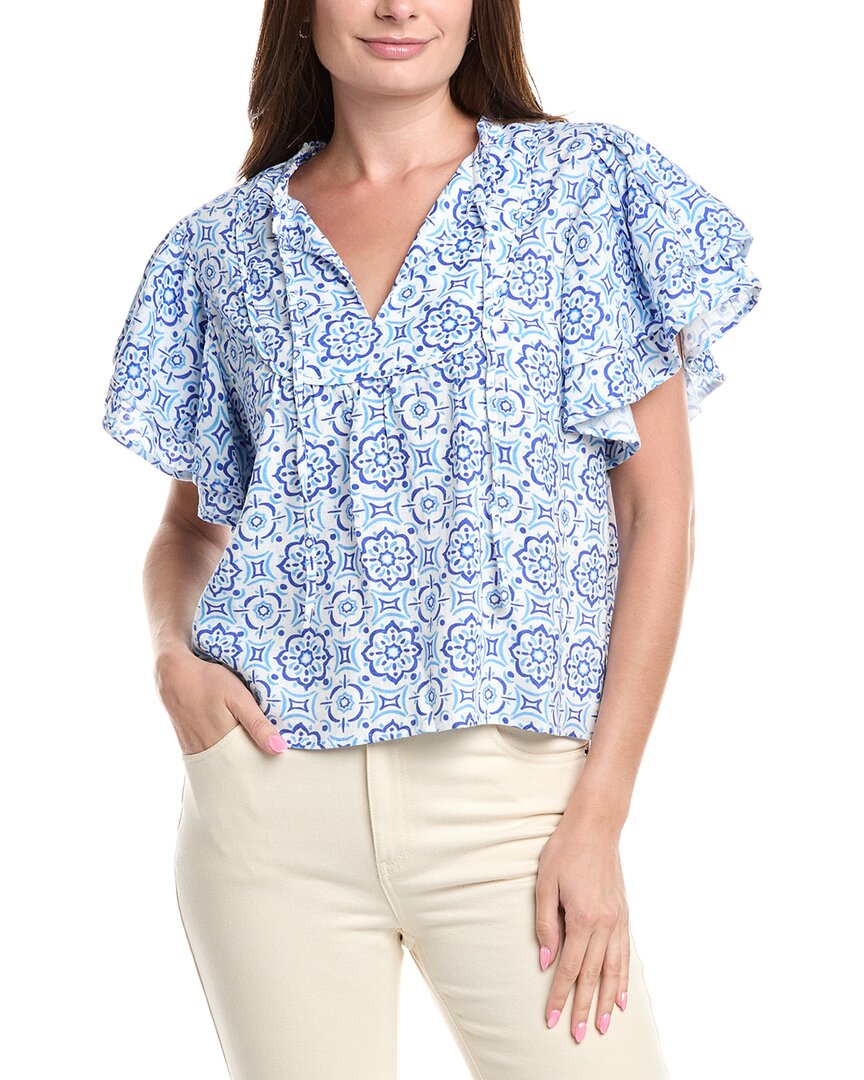 Sail To Sable Ruffle Sleeve Linen-Blend Top