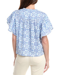 Sail To Sable Ruffle Sleeve Linen-Blend Top