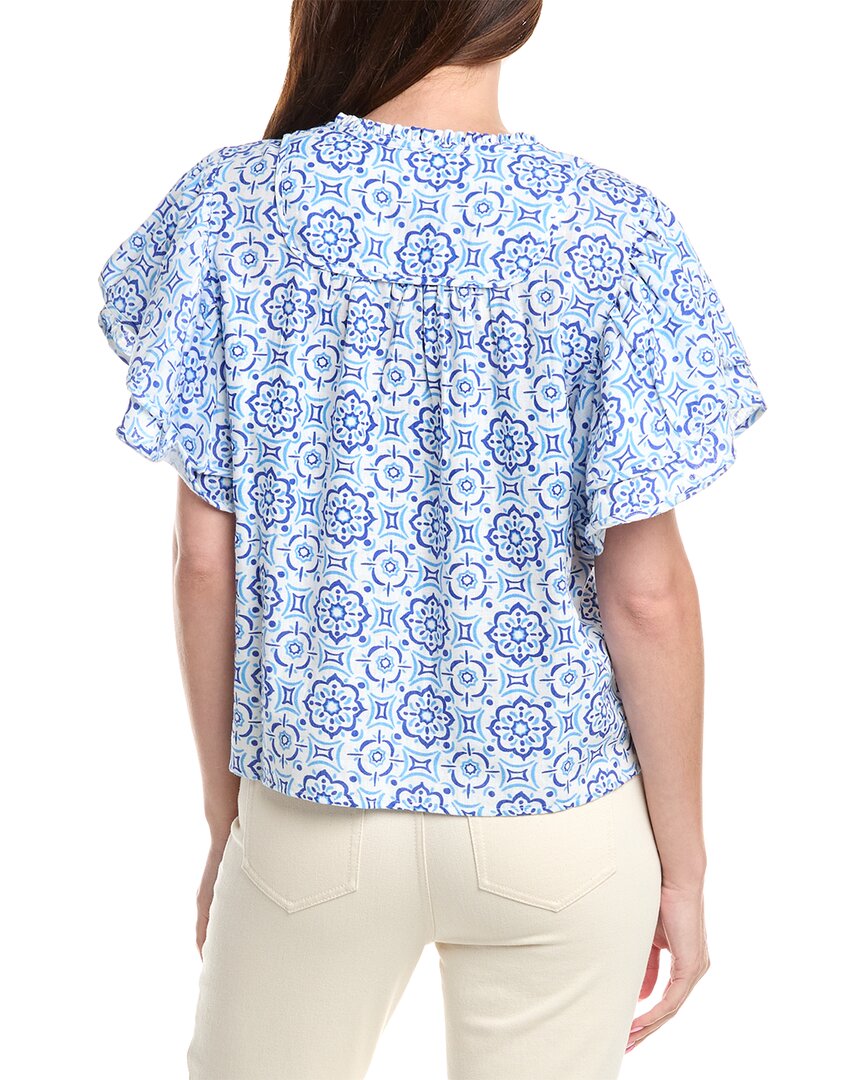 Sail To Sable Ruffle Sleeve Linen-Blend Top