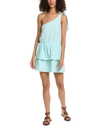 Sol Angeles Crepe One-Shoulder Mini Dress Blue