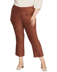 Nydj Plus Suede Pull-On Slim Bootcut Jean Brown