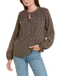 Brooks Brothers Peasant Blouse Brown Multi