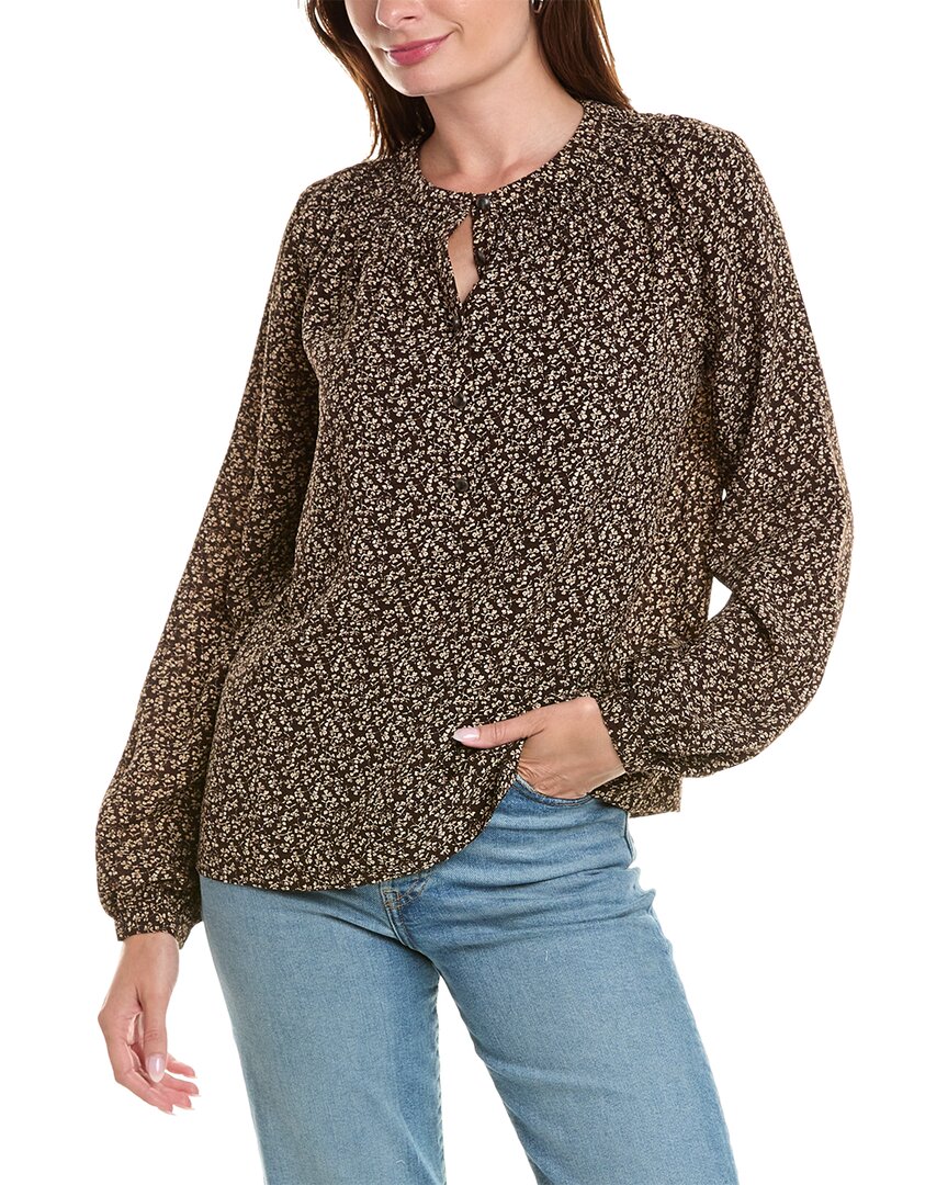 Brooks Brothers Peasant Blouse Brown Multi