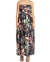 Tanya Taylor Arabeth Midi Dress Black Multi