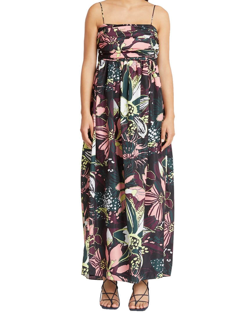 Tanya Taylor Arabeth Midi Dress Black Multi