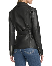 Andrew Marc Andrew Marc Leather Belted Moto Jacket