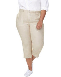 Nydj Plus Linen-Blend Utility Capri Pant