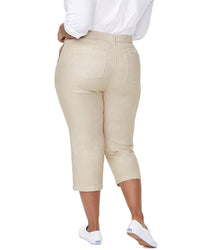 Nydj Plus Linen-Blend Utility Capri Pant
