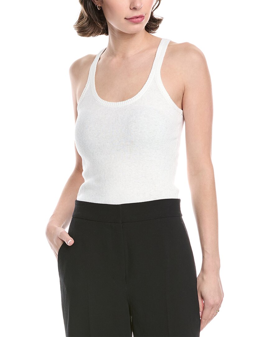 Enza Costa Knit Strappy Linen-Blend Tank White