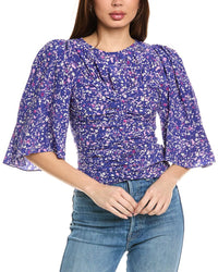 Isabel Marant E'toile Lidiane Silk-Blend Blouse Blue