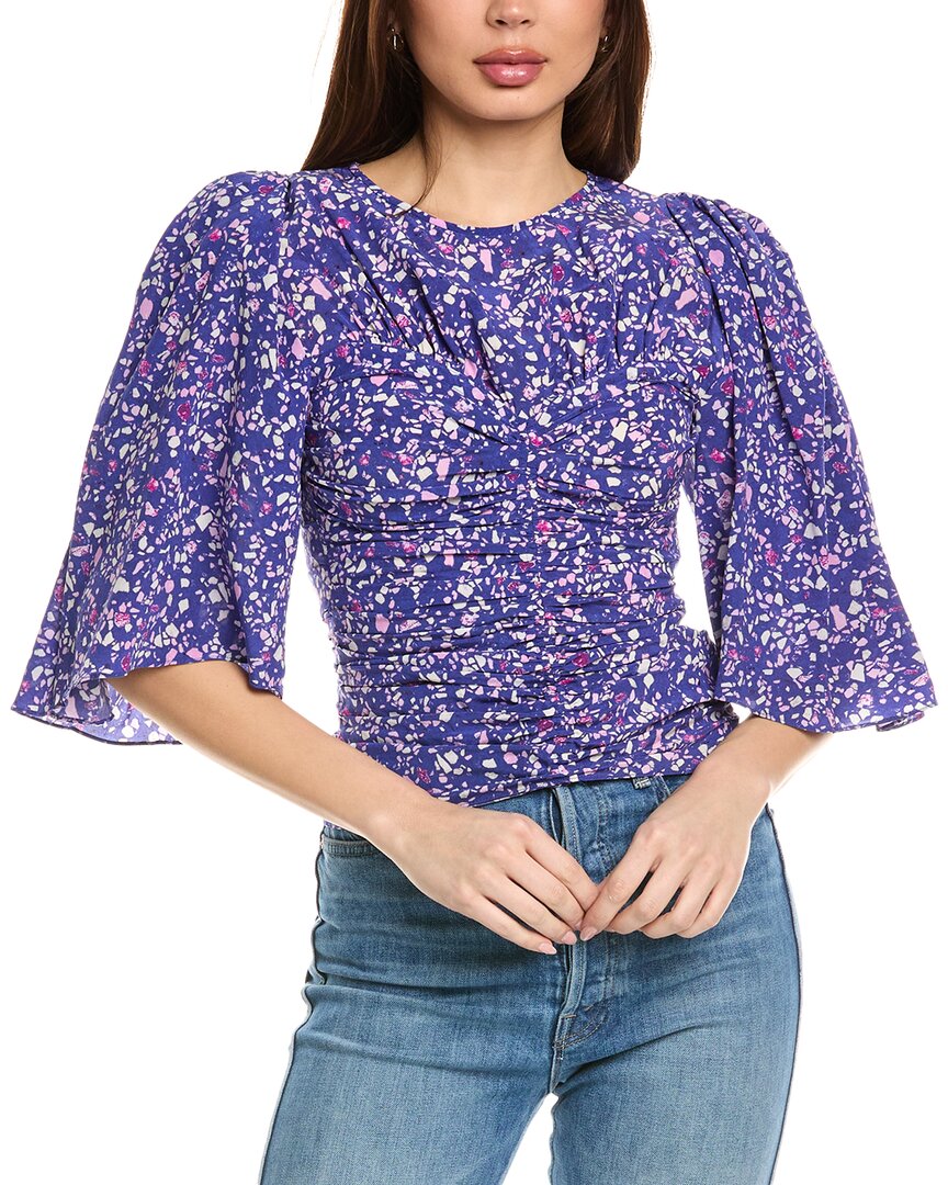 Isabel Marant E'toile Lidiane Silk-Blend Blouse Blue